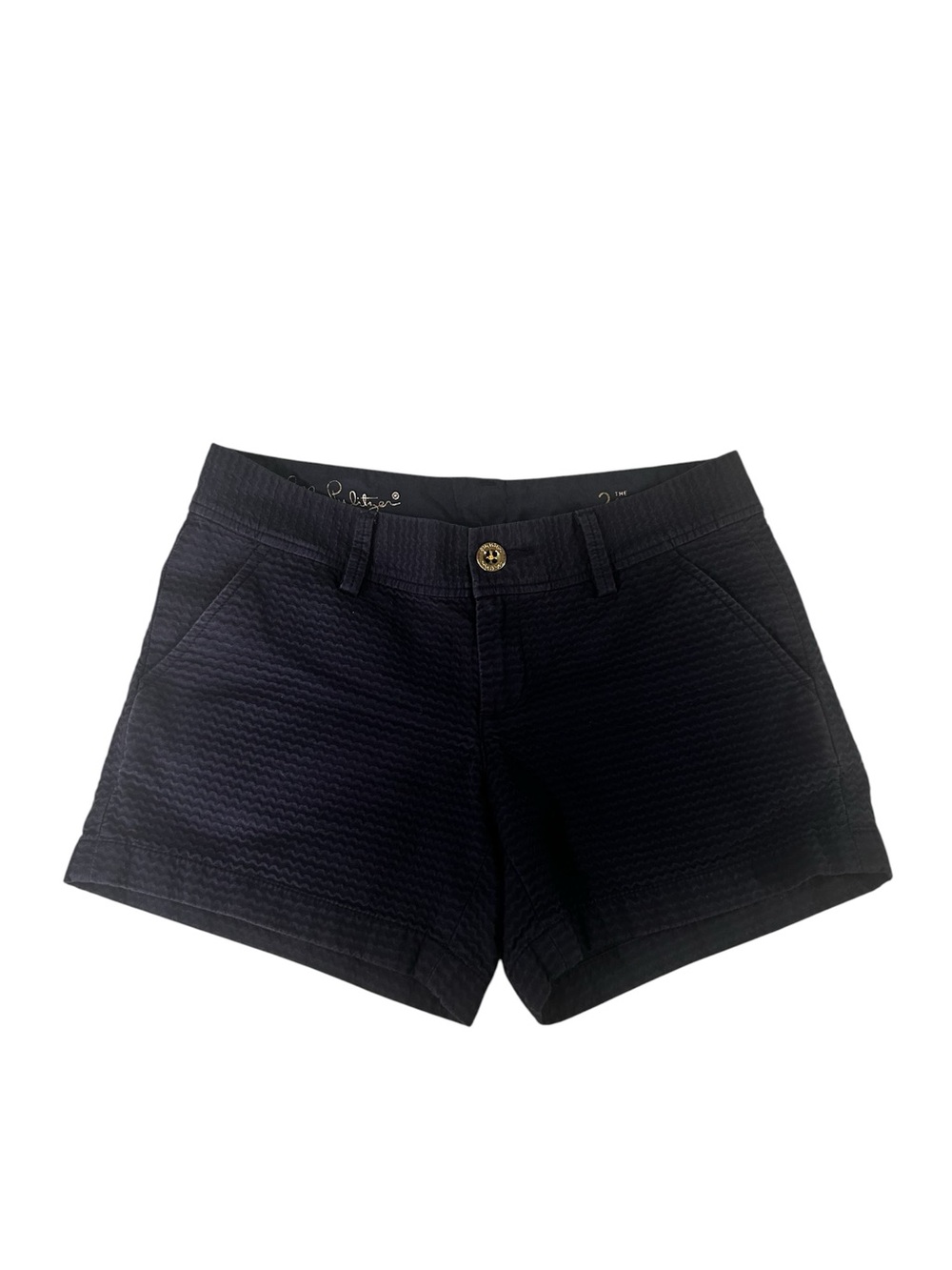 Lilly Pulitzer Navy Blue Callahan Seersucker Shorts size 2